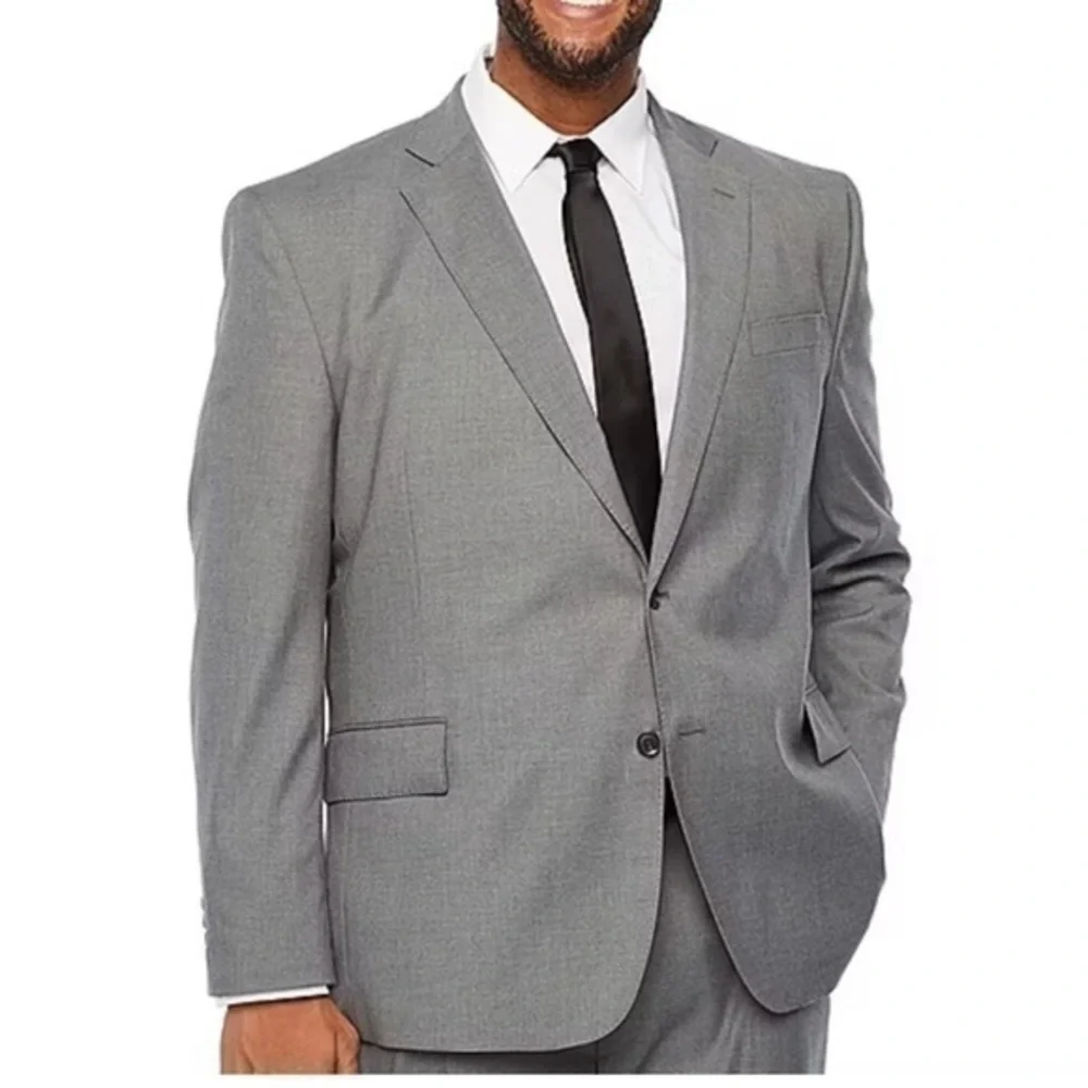 JF J.Ferrar Slim Fit Men Blazer Suit Jacket Size 40L Gray
